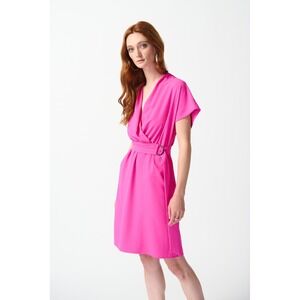 Joseph Ribkoff Ultra Pink Wrap Belted‎ Dress Size 8 Short Sleeve Knee Length